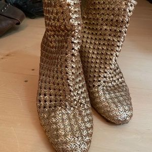 Sezane gold booties